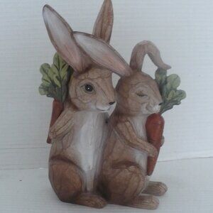 Wood Look Bunny Rabbits Figurine